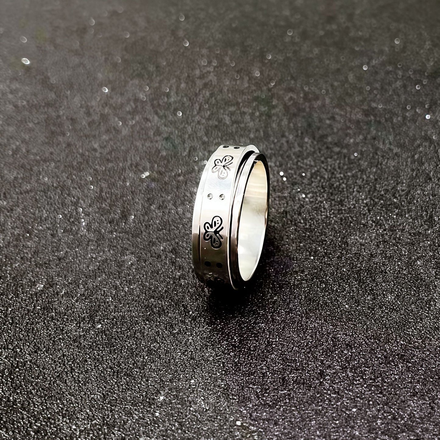 Men's Rotatable Decompression Chain Titanium Steel Star Rings