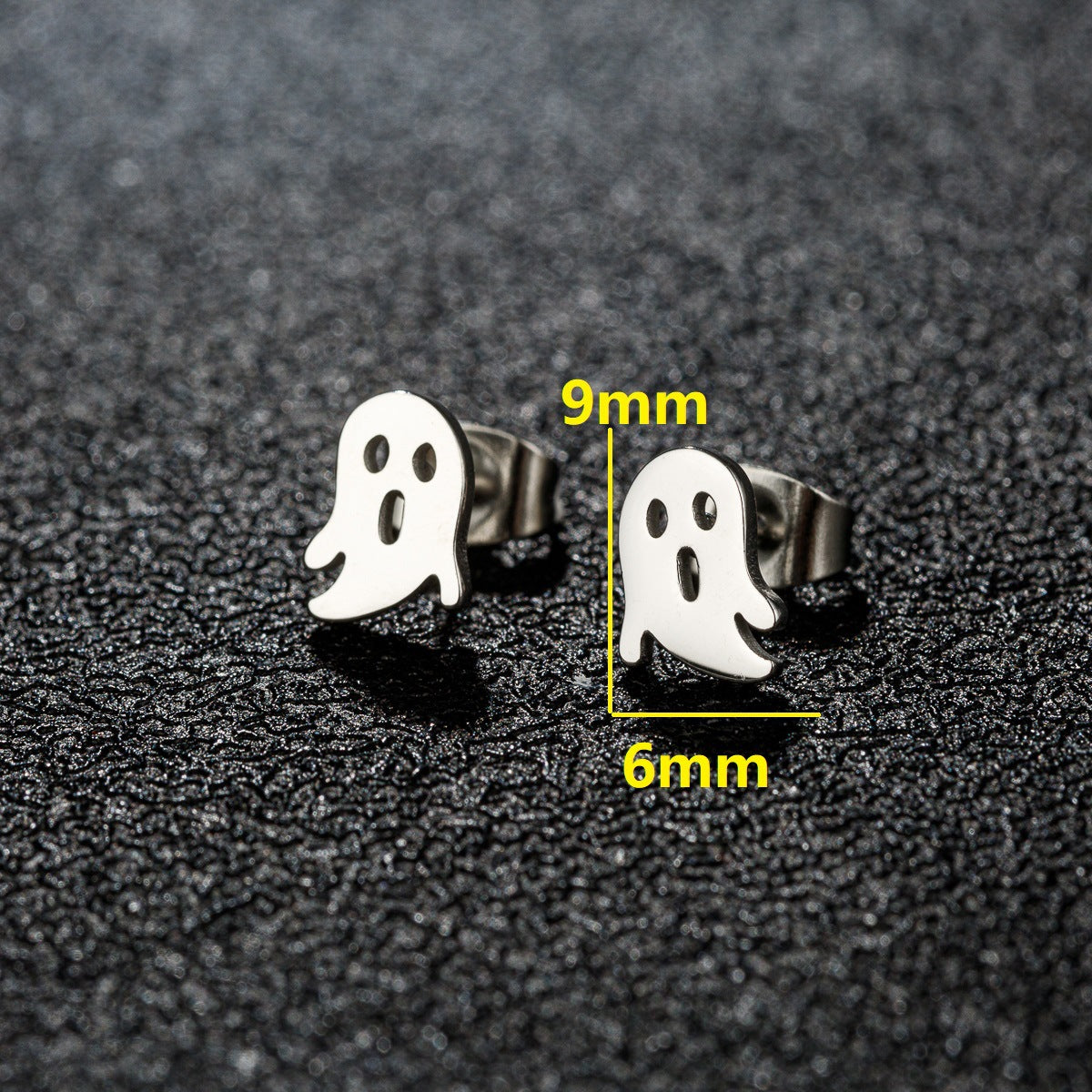 Stainless Steel Goldfish Bird Ear Design Ghost Skull Stud Earrings