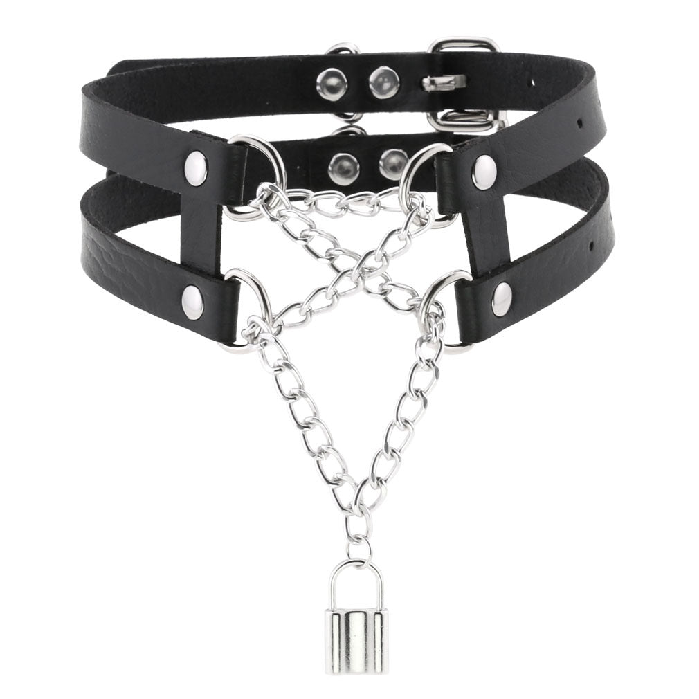 Temperament Double Row Line Chain Brain Teaser Neckband Sexy Lock Necklaces