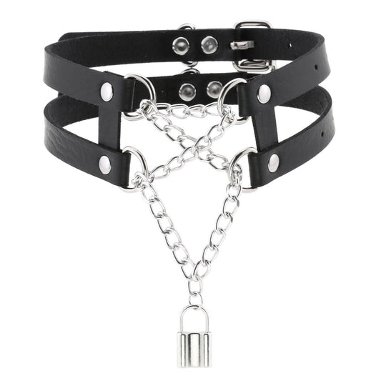 Temperament Double Row Line Chain Brain Teaser Neckband Sexy Lock Necklaces