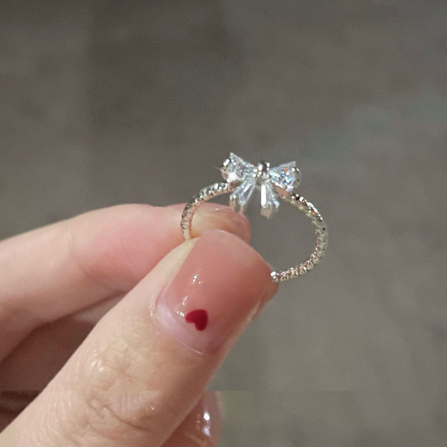 Women's Bowknot Zircon Light Luxury High-grade Exquisite Sweet Design Open Index Rings