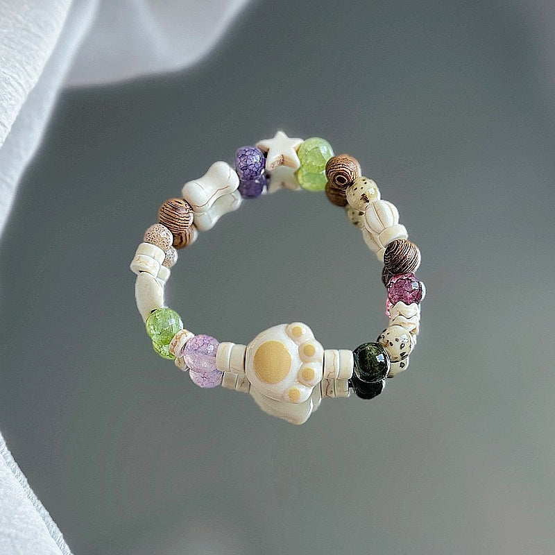 Ceramic Gift Chinese Style Cat's Paw Bracelets