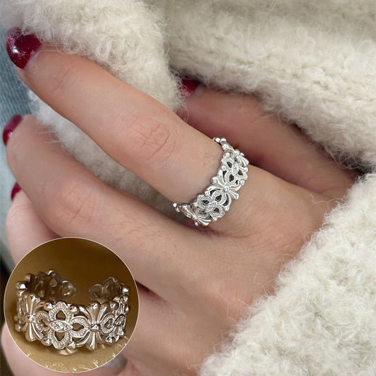 Women's Korean Style Sweet Cool Creative Personality Lava Retro Fashion Uneven Ring
