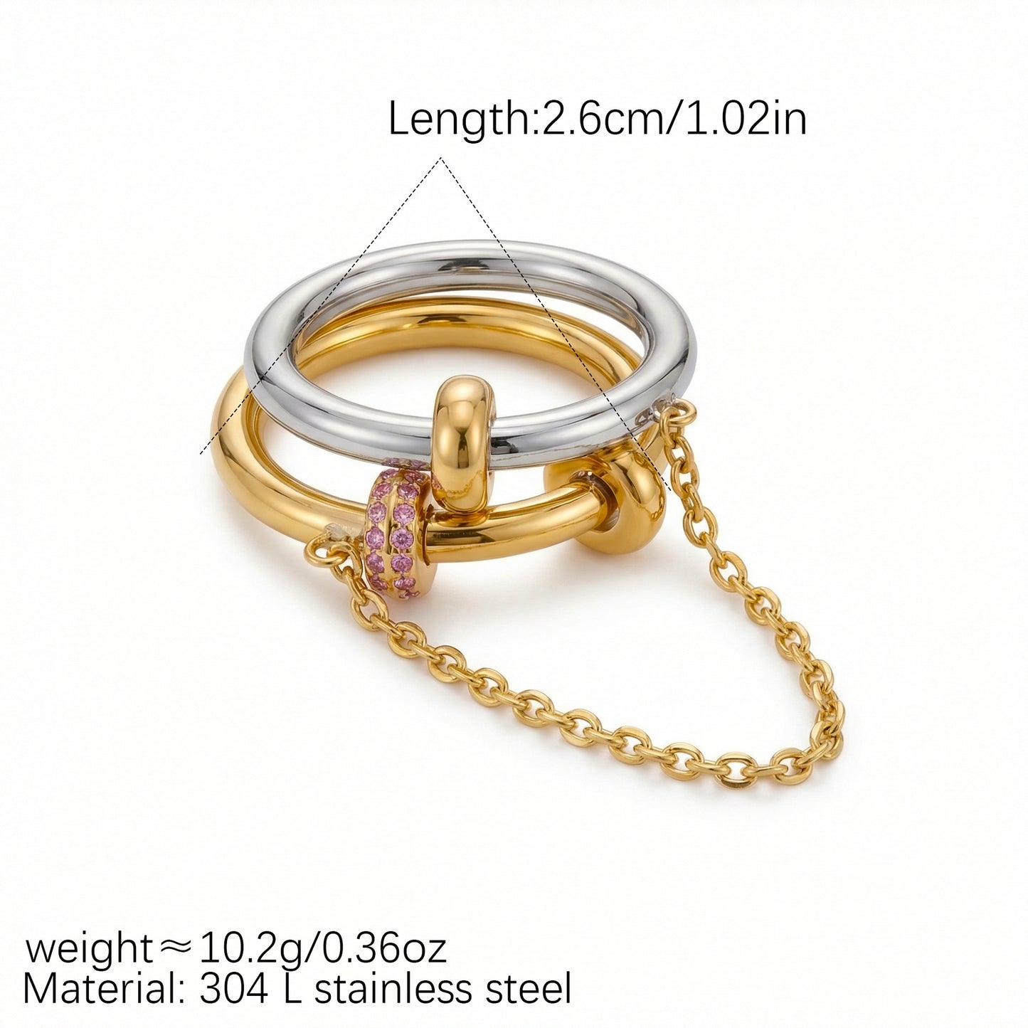 Women's Light Luxury Chain Niche Design Twin Open Advanced Sensitive Rings