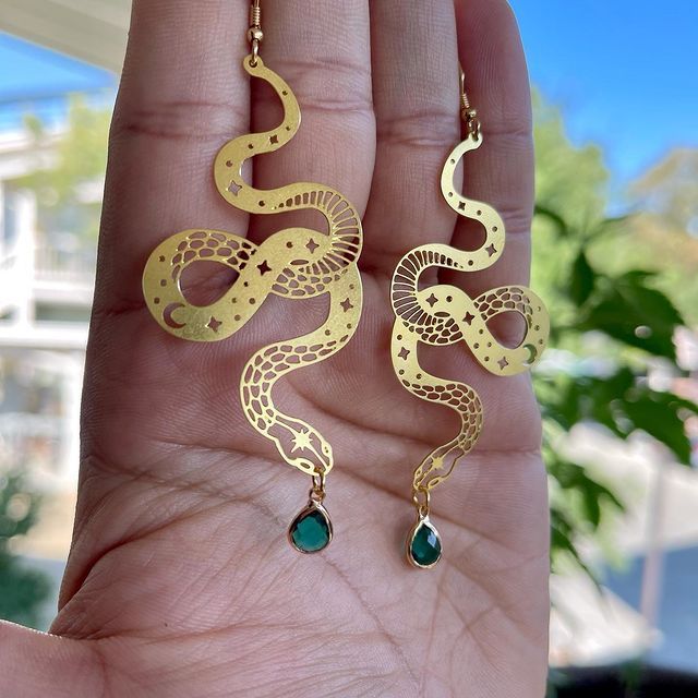Comfortable Pretty Fashion Snake Moon Crystal Earrings