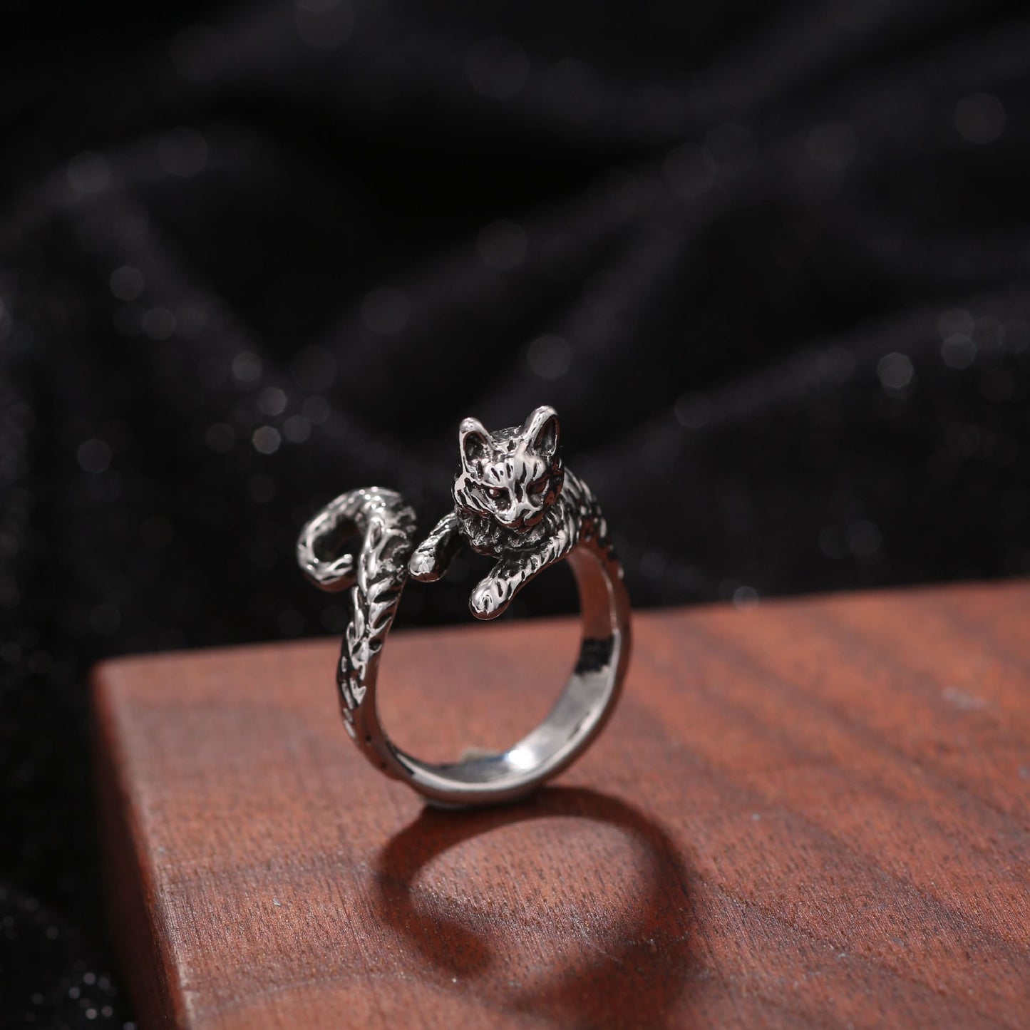 Men's Retro Trendy Sier Open Single Lucky Rings