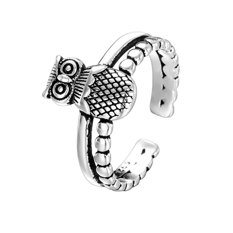 Creativity Retro Distressed Owl Open Female Fashion Rings