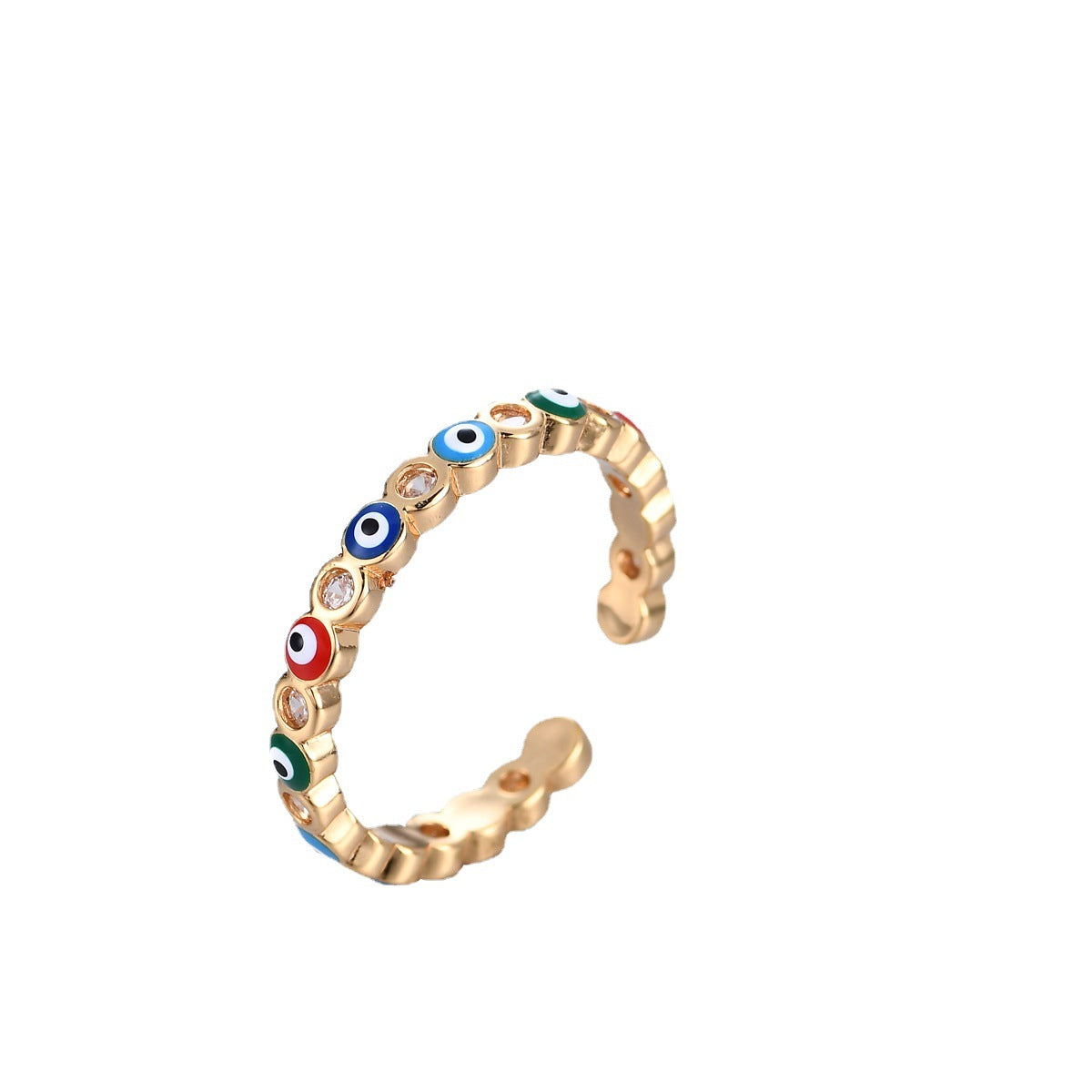 Copper Micro Inlaid White Zircon Colorful Oil Creative Rings
