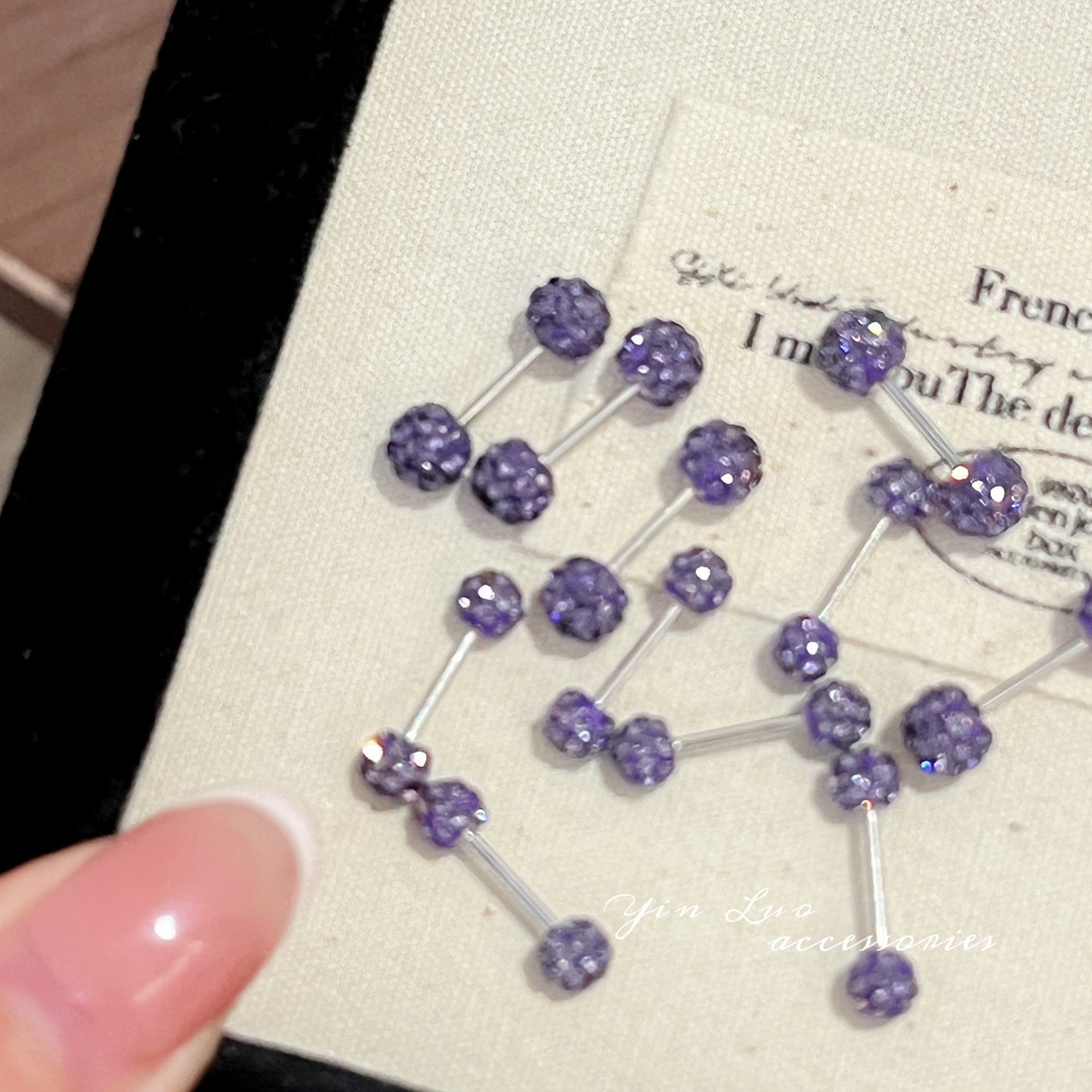 Women's Purple Full Diamond Spiral Clay Ball Light Luxury High-grade Rings