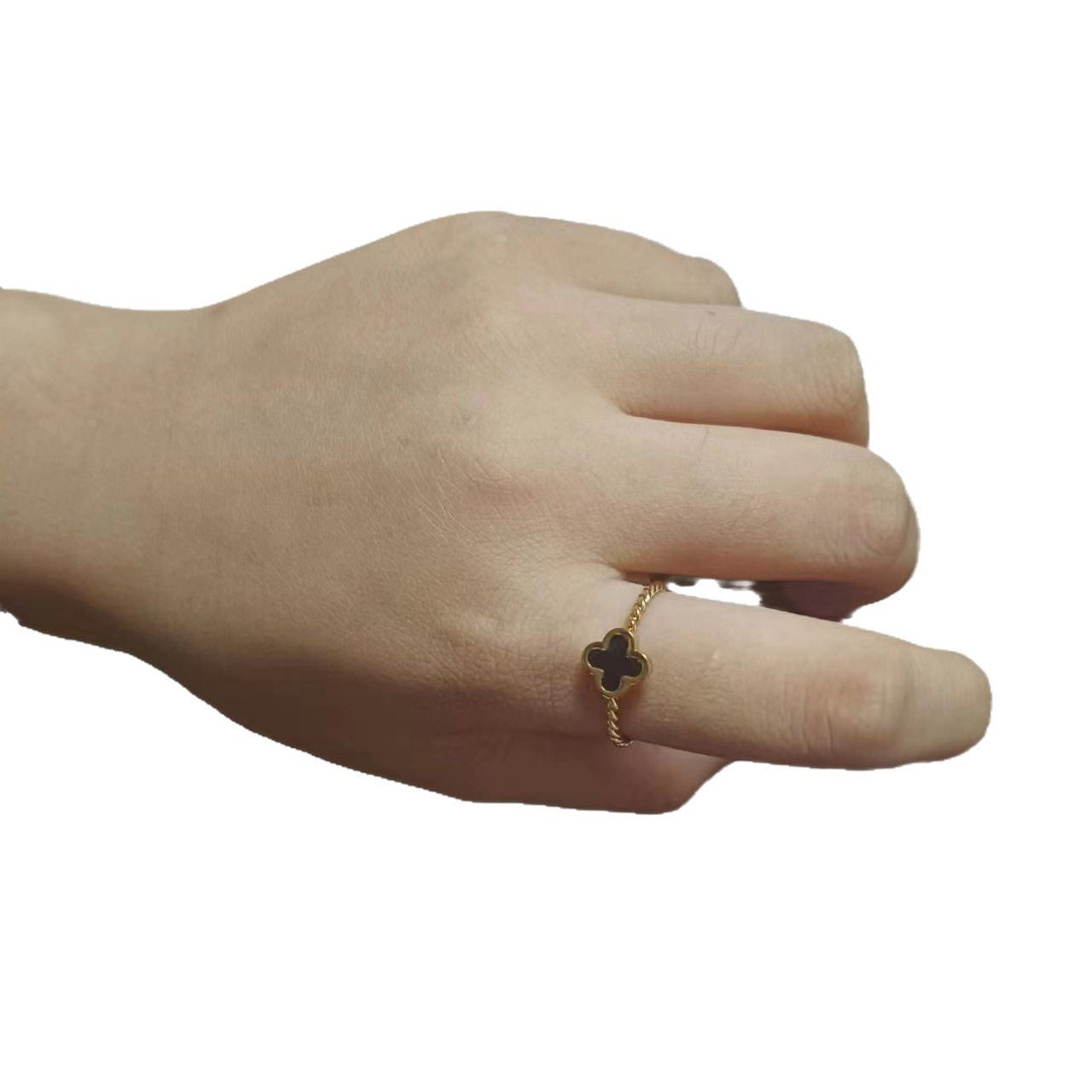 Refreshing Minority Simple Personality Fashion Lucky Four-leaf Clover Stainless Ring