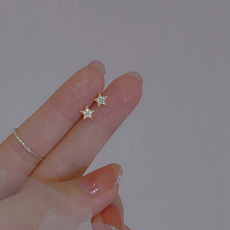 Rhinestone Mini Pentagram Female Korean Style Exquisite Small Light Luxury Rings