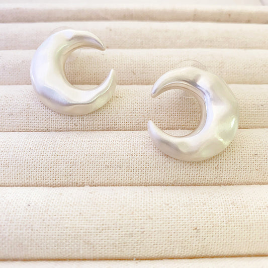 Brushed Crescent Shape Exaggerated Cold Style Earrings