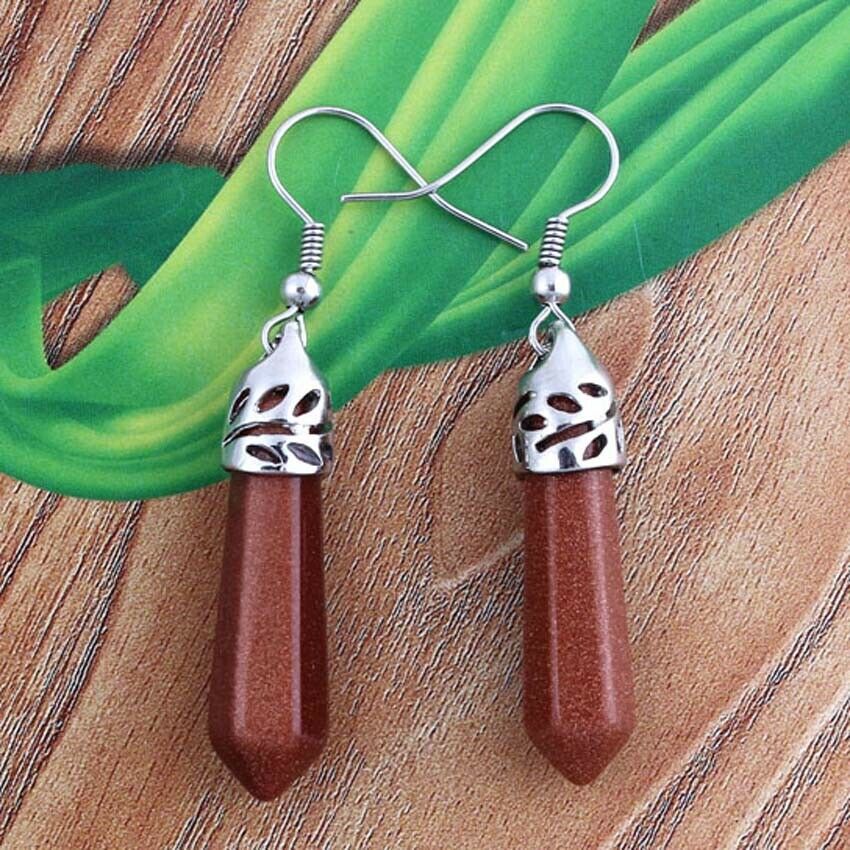 Fashion Personalized Natural Crystal Gemstone Hexagon Earrings