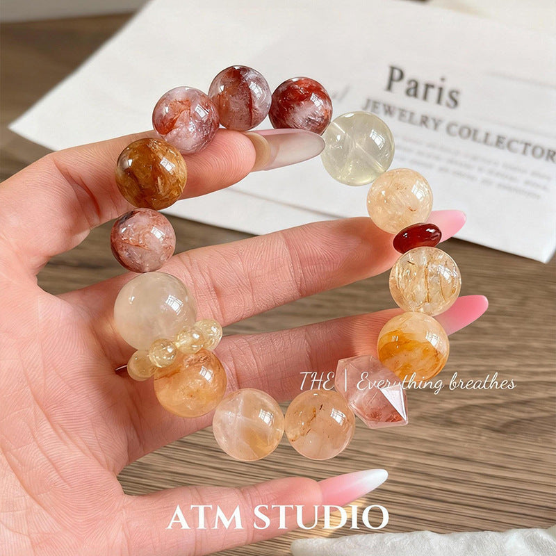 Natural Red Sealant Flower Agate Design Bracelet