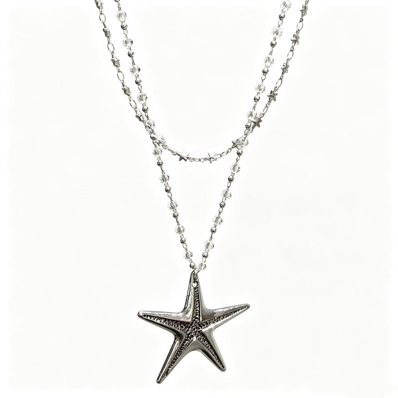 Women's Seaside Starfish Beaded Summer Long With Skirt Sweet Cool Necklace