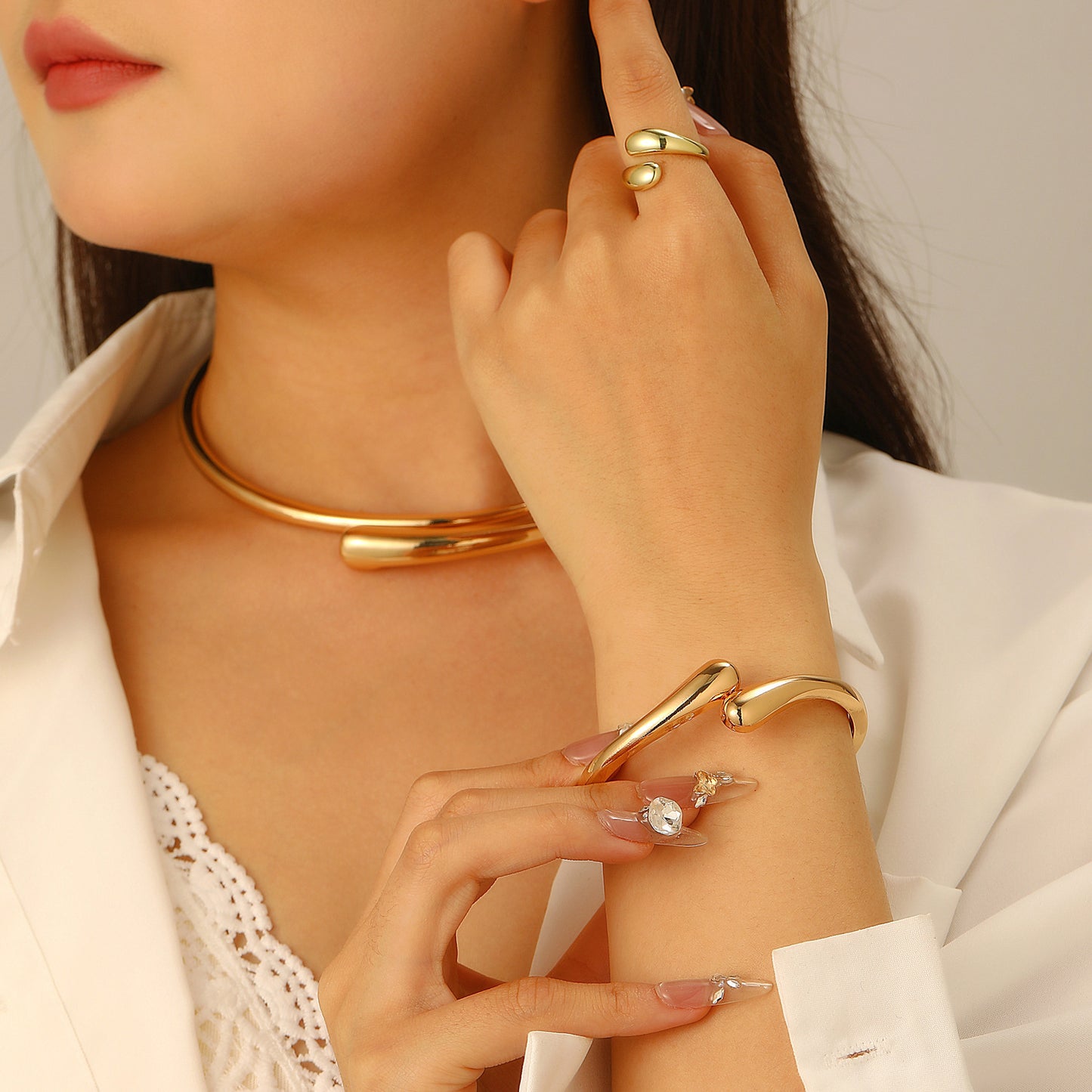 Exaggerated Irregular Glossy Design Sense Geometric Bracelets