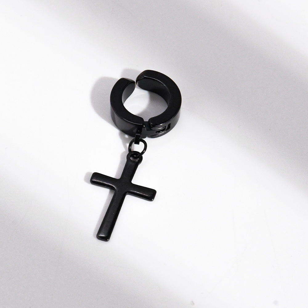 Women's & Men's Stainless Steel Cross Shelf Ear Clip Simple Hip Earrings
