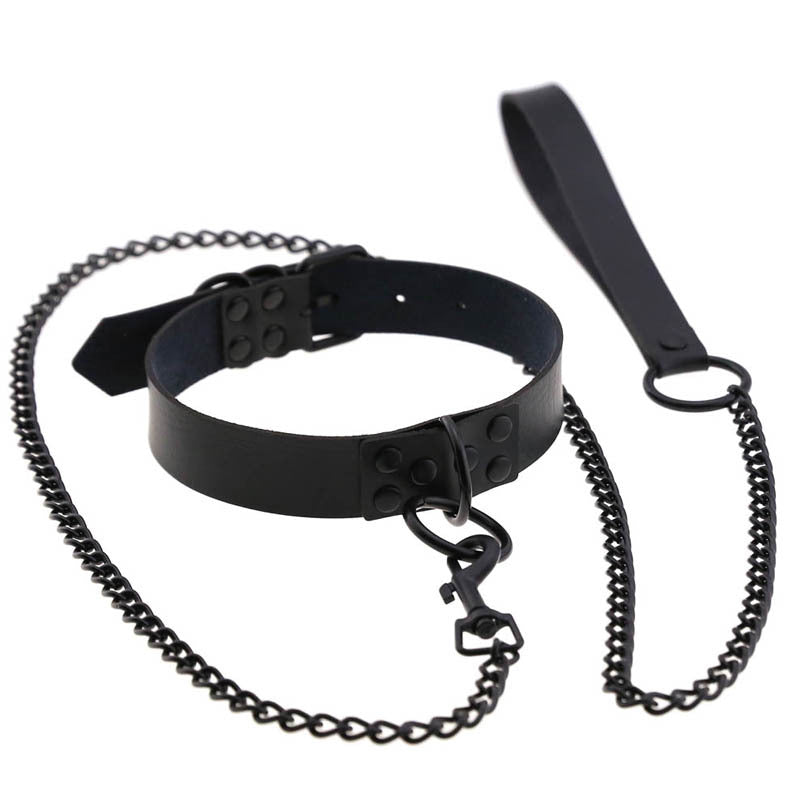 Style Leather Swimming Black Nail O-shaped Necklaces