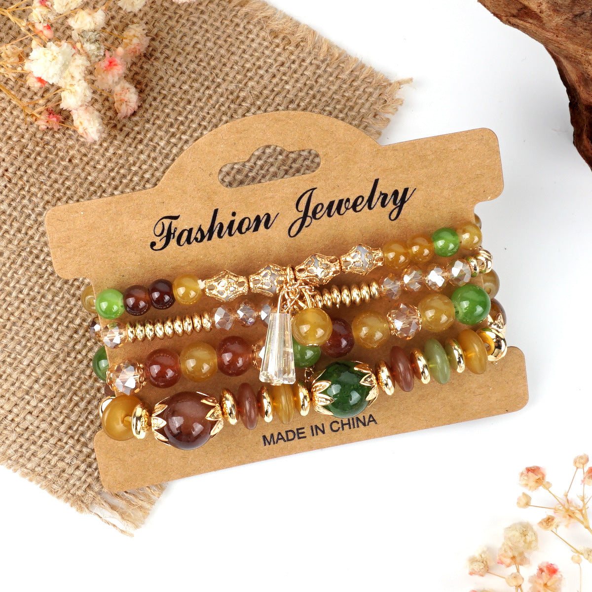 Bohemian Chain Tassel Colored Glass Crystal Bracelet