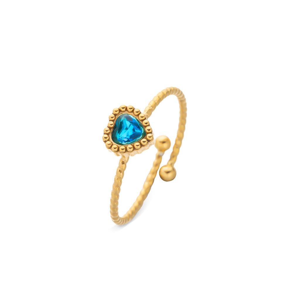 Women's Stainless Steel Zircon Niche High Sense December Birthday Stone Ring