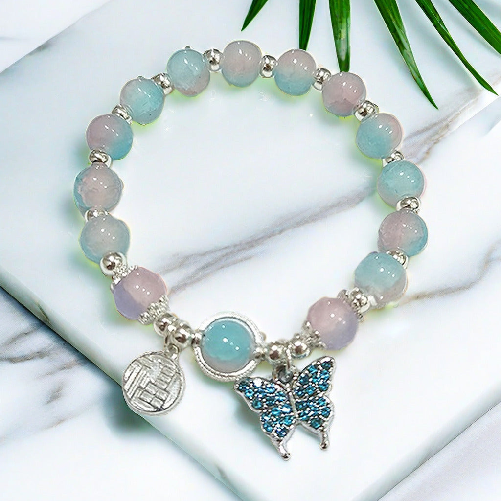 Glass Butterfly Blessing Card Female Temperament Bracelets