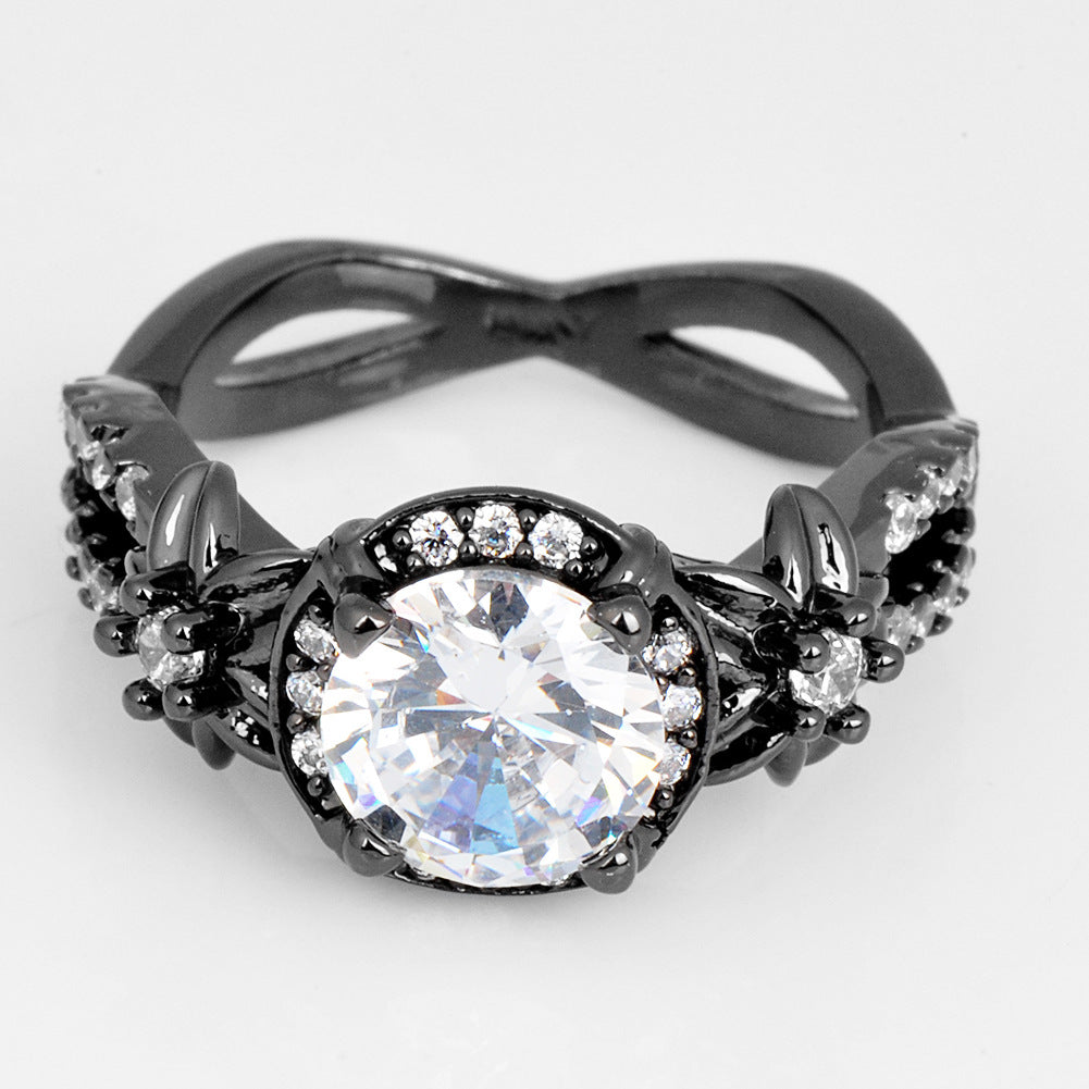 Orange Dark Black Gold Diamond Full Rings