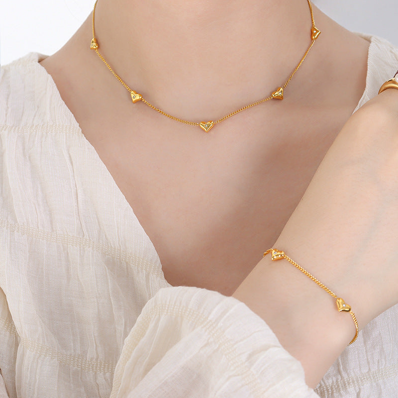 Style Inlaid Zircon Peach Heart Fashion Necklaces