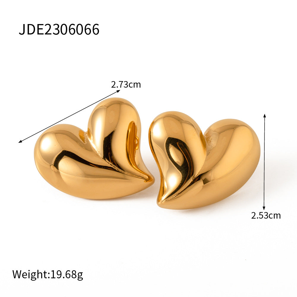 Women's Love Stainless Steel Gold Sier Two-tone Temperament Wild Earrings