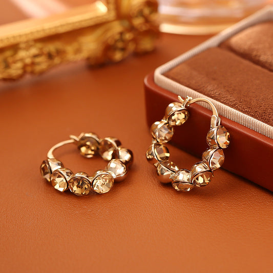 Coffee Color Rhinestone Fashion Exquisite Generous Niche Ear Rings