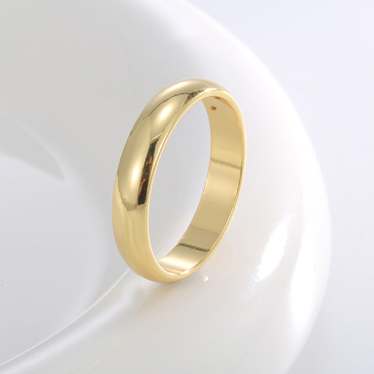 Light Luxury Minimalist Design Glossy Female Simple Gold Plated Ring