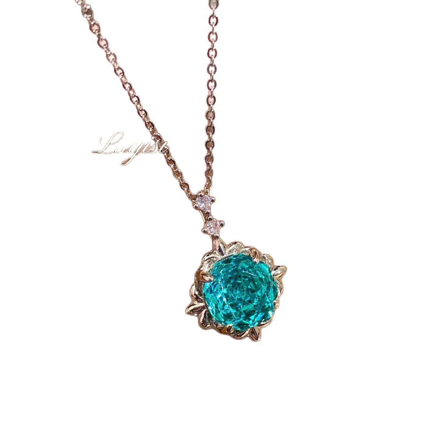 Blue Inlaid High Carbon Diamond Brilliant Sapphire Pendants