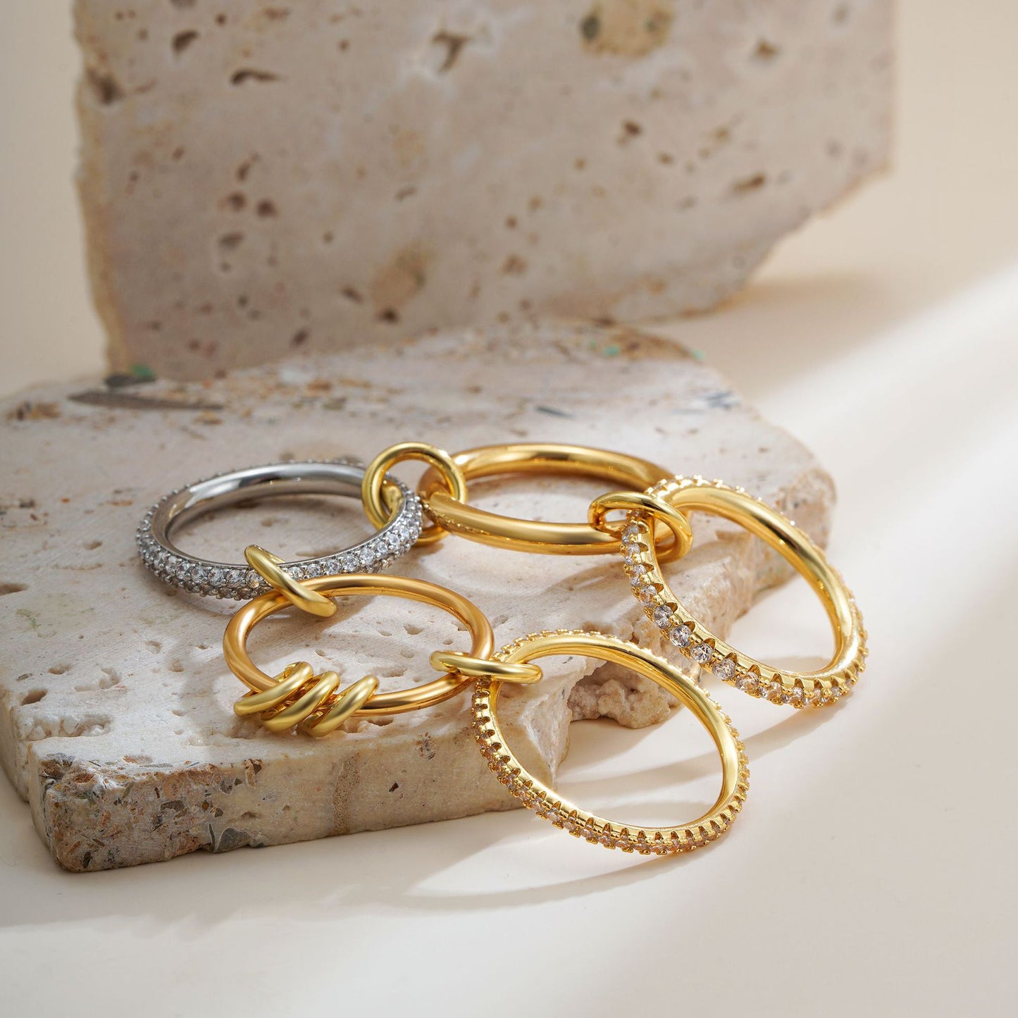 Gold Color Matching Zircon Versatile Creative Rings