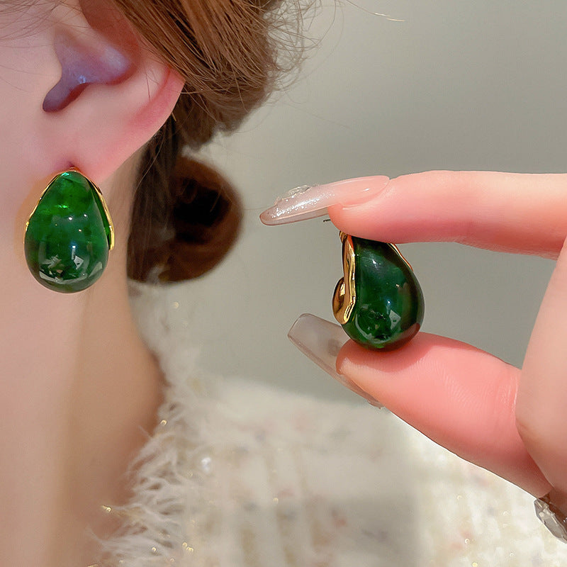 Needle Vintage Emerald Rhinestone Fashion Special Interest Light Earrings