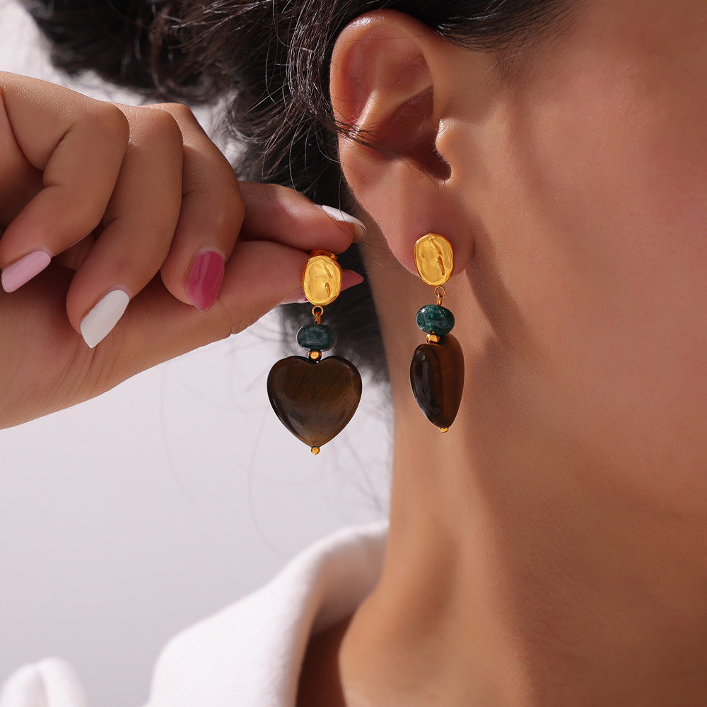 Retro Geometric Tigereye Graceful Personality Design Jewelry Set