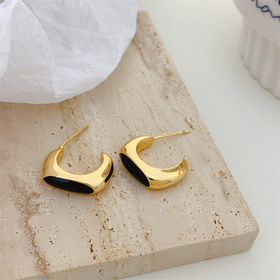 Women's Style Simple Enamel Drip Glazed Shaped Earrings