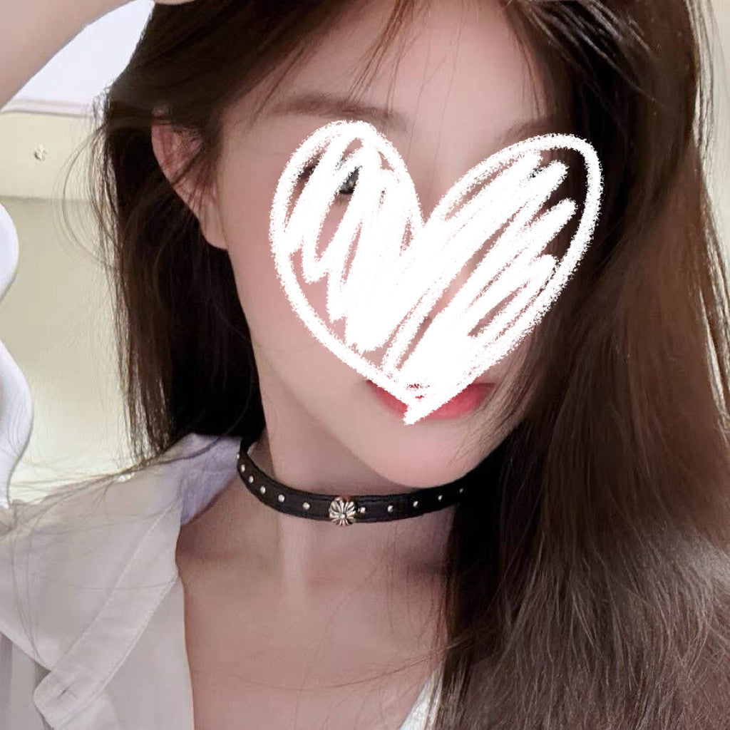 Leather Punk Dark Style Cross Short Collar