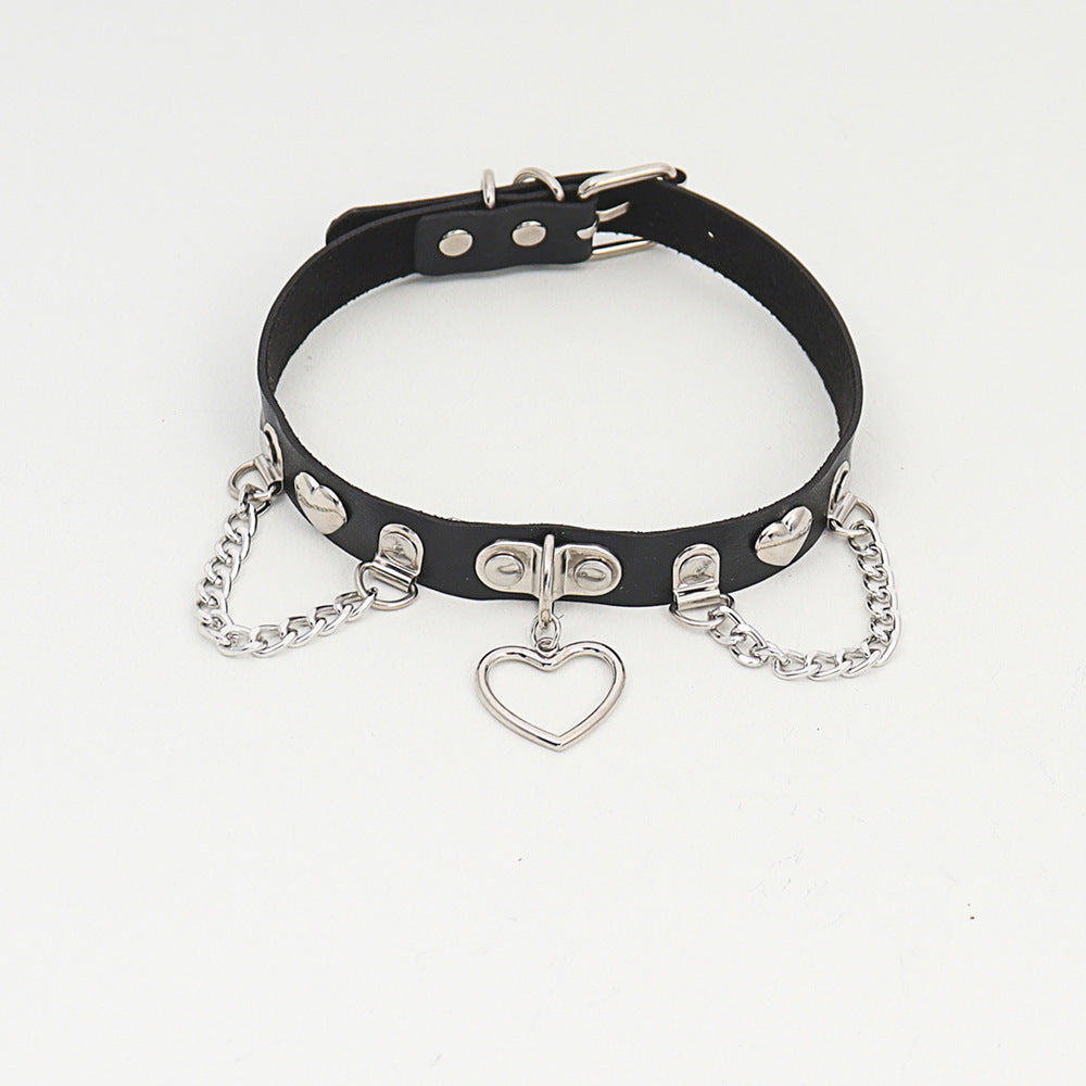 Punk Chain Tassel Love Leather Dark Nightclub Rock Sweet Collar