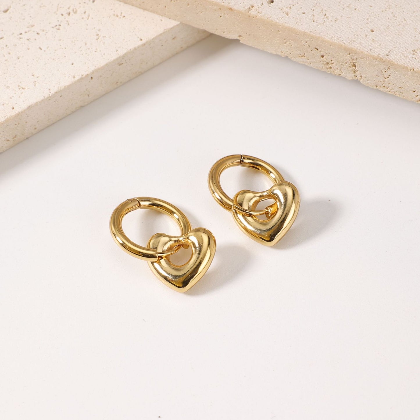 Women's Fashionable Stainless Steel Love Heart Flowers Eardrops Stud Earrings