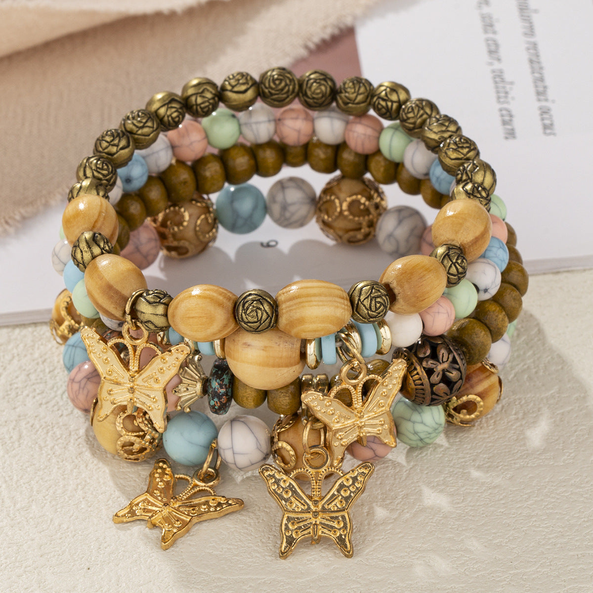 Women's Fashion Bohemian Style Wooden Bead Beaded Creative Bracelets