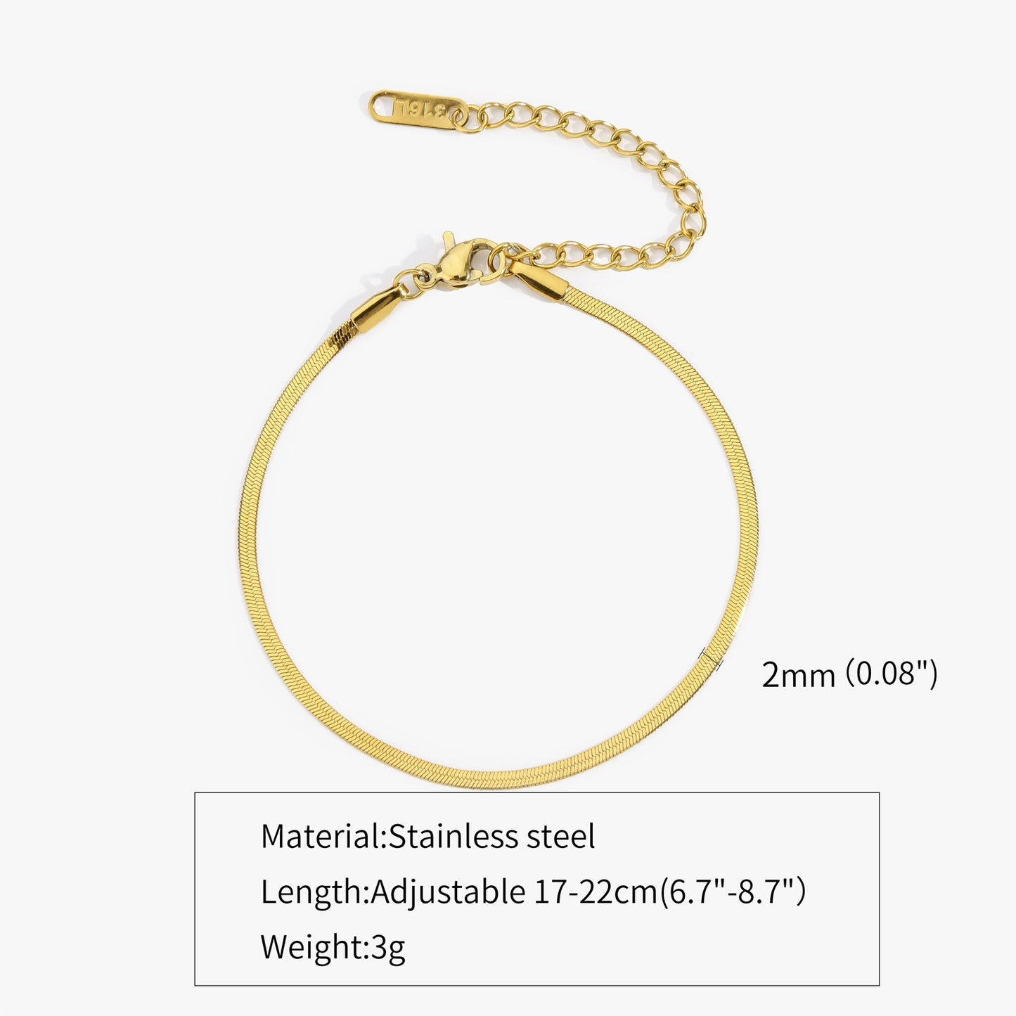 Metallic Titanium Steel Stainless Gold Blade Chain Bracelet