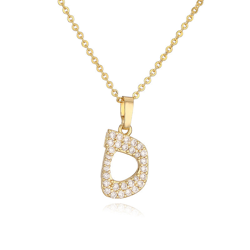 Copper Inlaid Zirconium Arabic Letter Personalized Necklaces