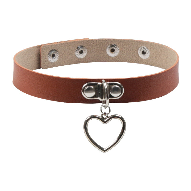 Soft Leather Love Heart Shaped Female Neckband Clavicle Necklaces