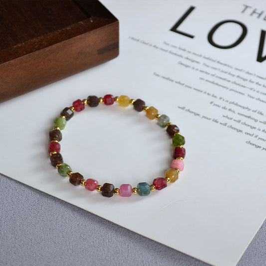 French Minority Retro Colorful Geometric Cube Sugar Cut Angle Bracelets
