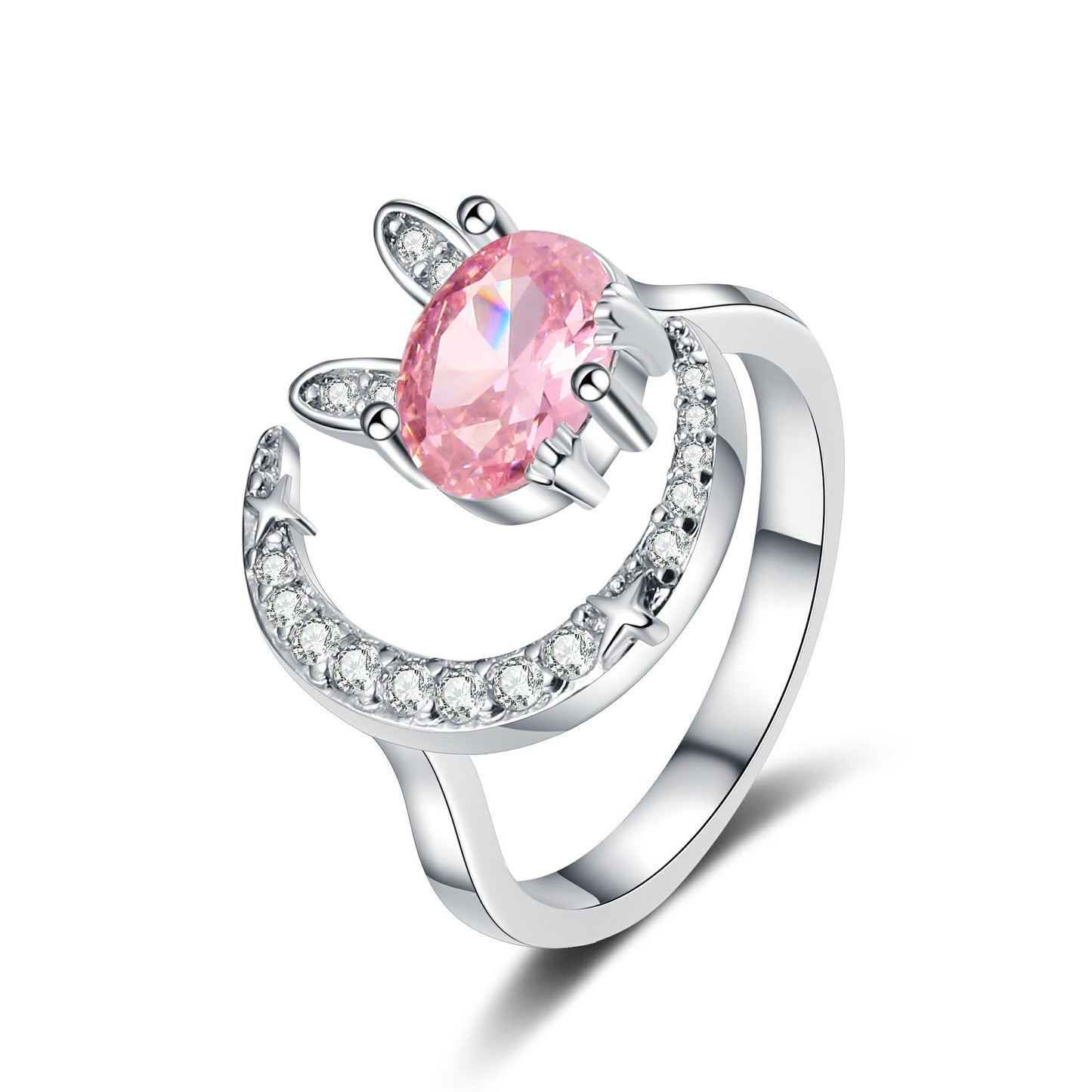 Exquisite Pink Love Heart-shaped Fashionable Personality Open Rings