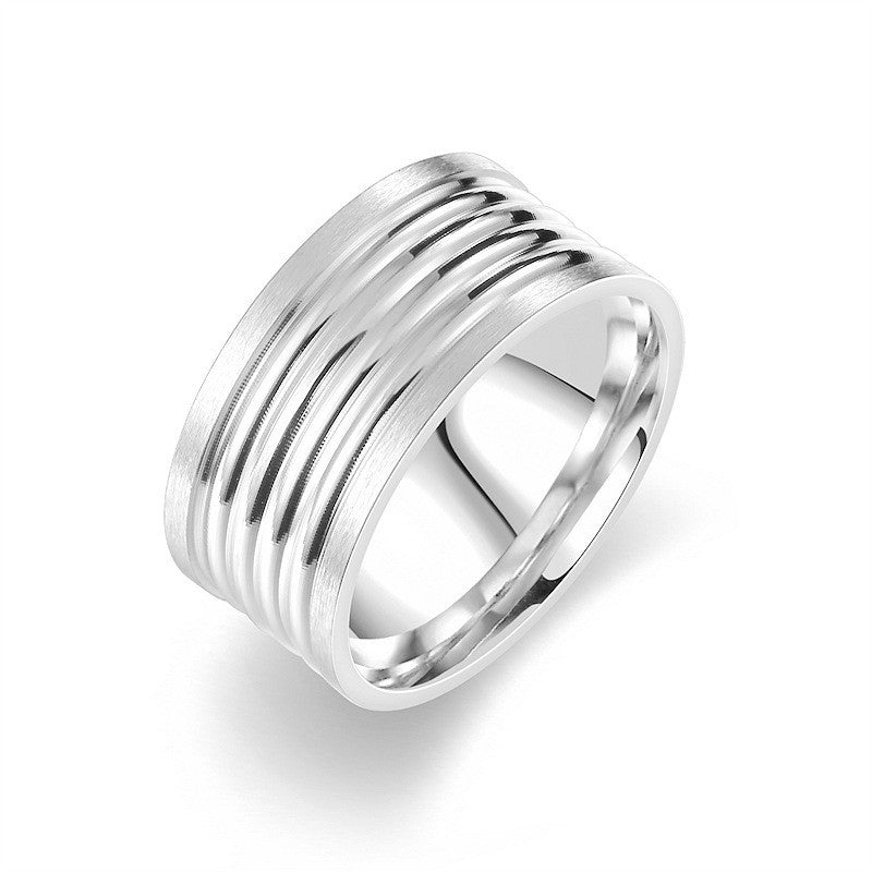 Men's Titanium Steel Groove Arc Personality Rings
