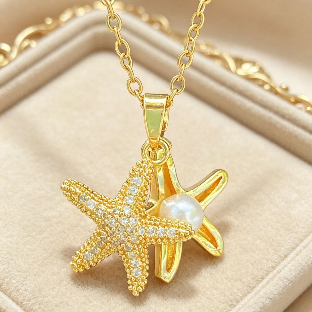 Copper Wind Starfish Niche Design Titanium Steel Pendants