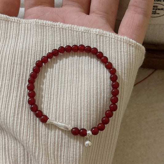 Red Agate Fancy Carp Female Design High Sense Elastic Bracelets