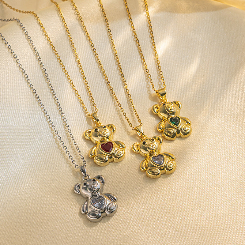 Cute Bear Female Clavicle Chain Design Sense Pendants