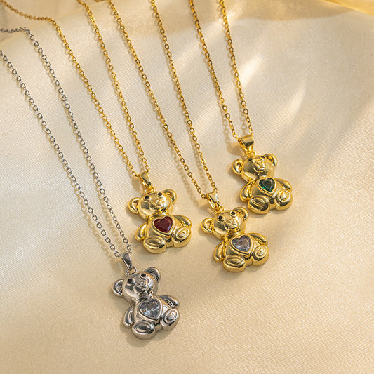 Cute Bear Female Clavicle Chain Design Sense Pendants