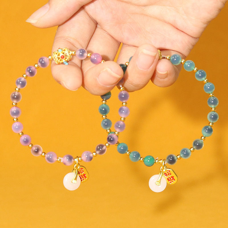 Agate Half Female Peace Buckle Lucky Light Luxury Temple Cultural Bracelet
